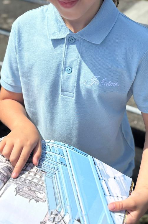 Polo Enfant Bleu Ciel - Je t’aime